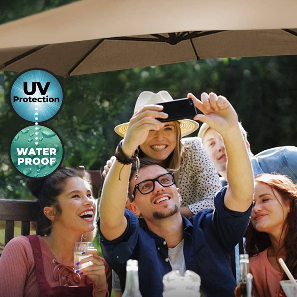 Brown Cantilever Umbrella with Cross Base H969838