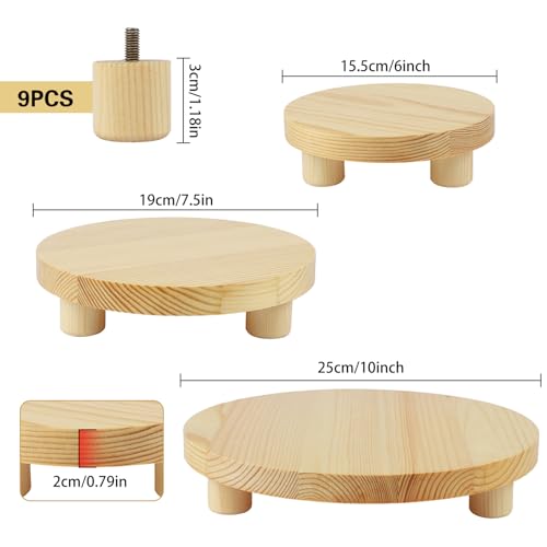 3PCS Round Brown Wooden Plant Stands J6760