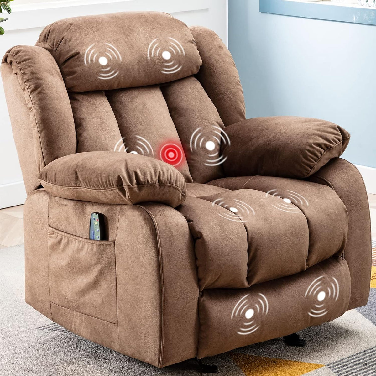 Brown Fabric Manual Rocker Recliner Single Sofa P783