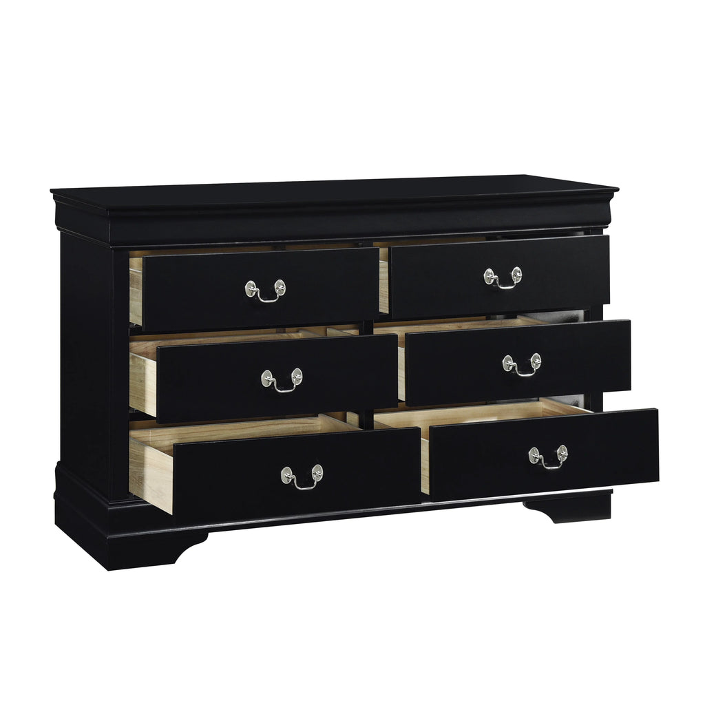 Black 6 Drawer Dresser V11572