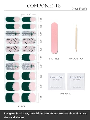 Semi Cured Gel Nail Strips French Snowflake 20 Pcs P855534