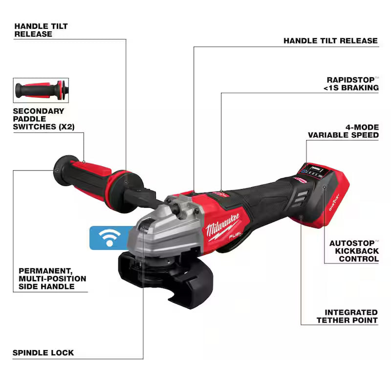 18V Lithium-Ion Brushless Cordless 4-1/2 in./5 in. Braking Grinder G37035