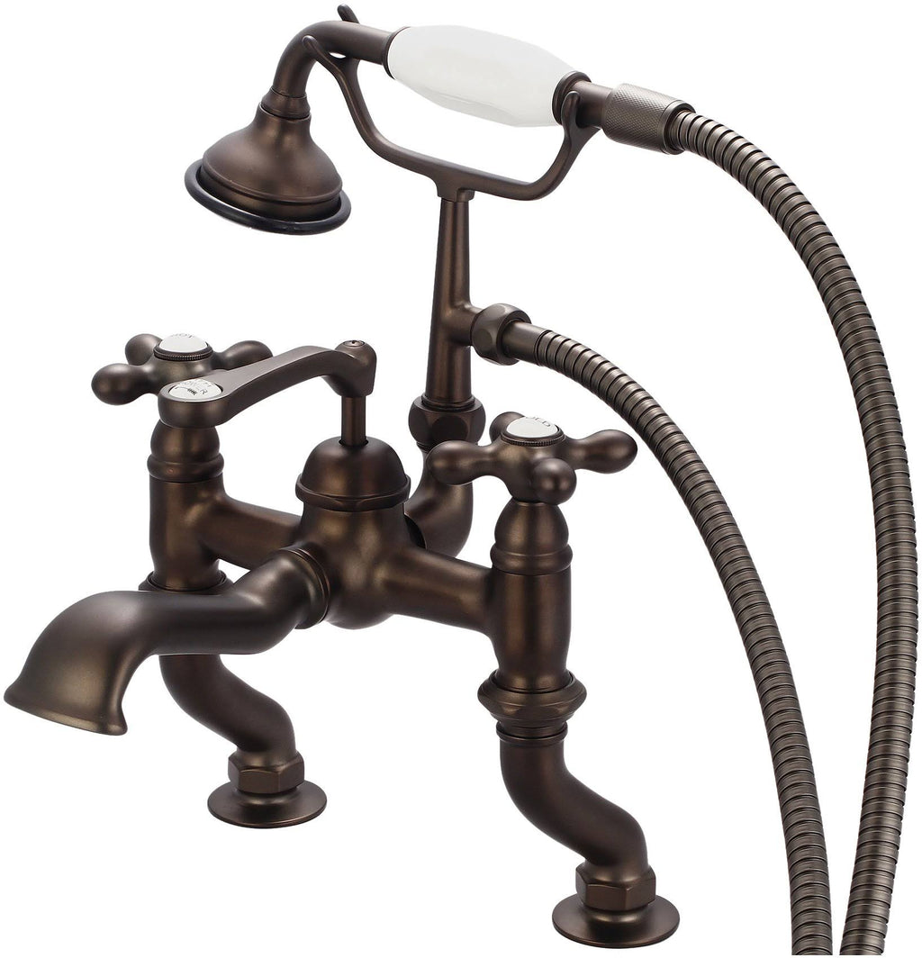 Adjustable Center Deck Mount Tub Faucet with Handheld Shower Y7891