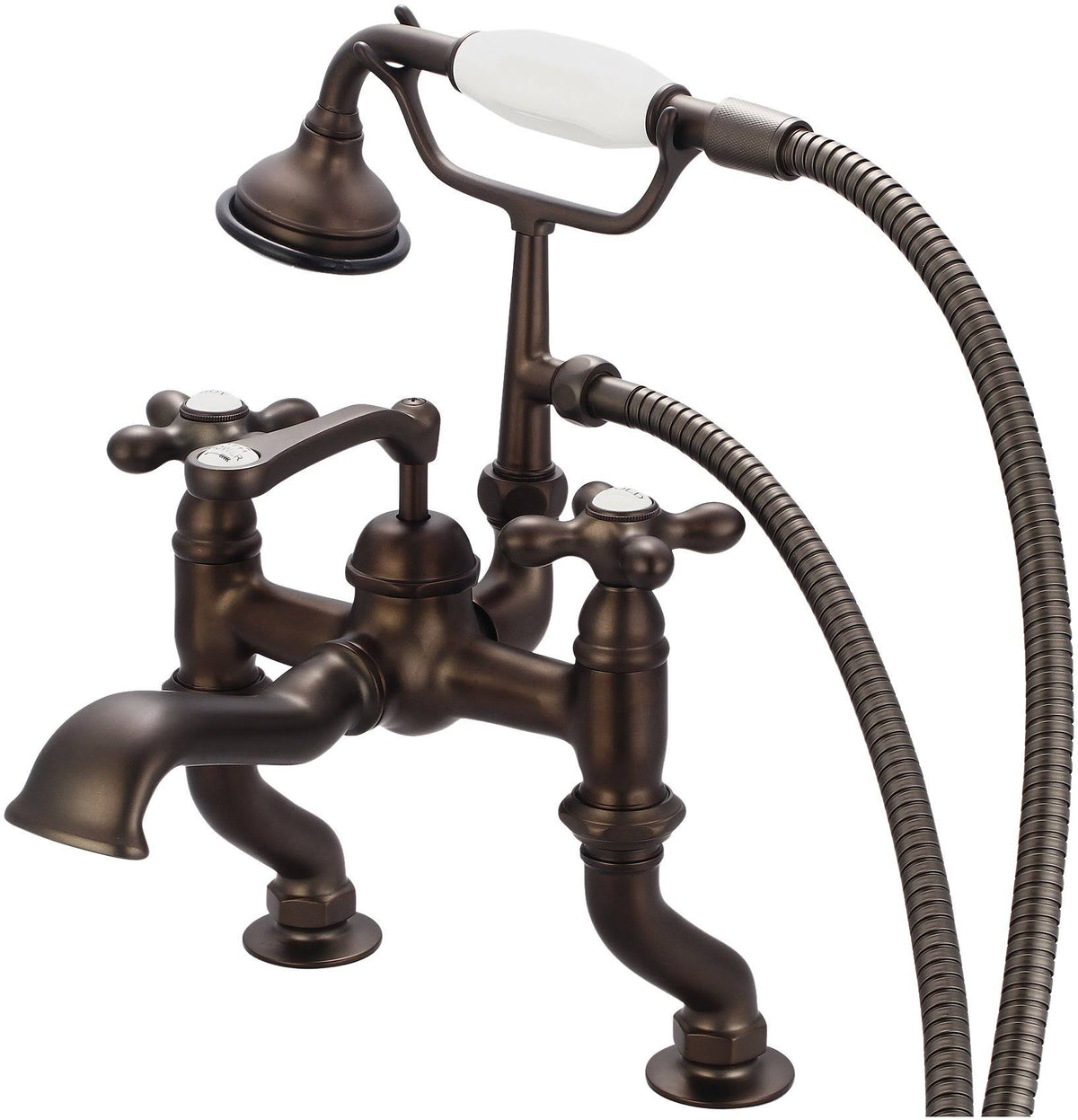 Adjustable Center Deck Mount Tub Faucet with Handheld Shower Y7891