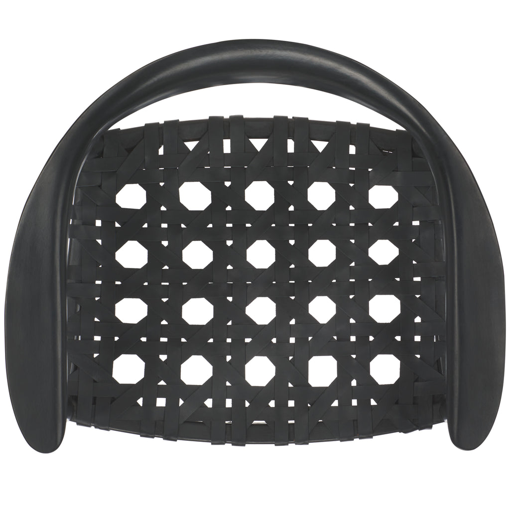 Black Leather Woven Accent Chairs F1143