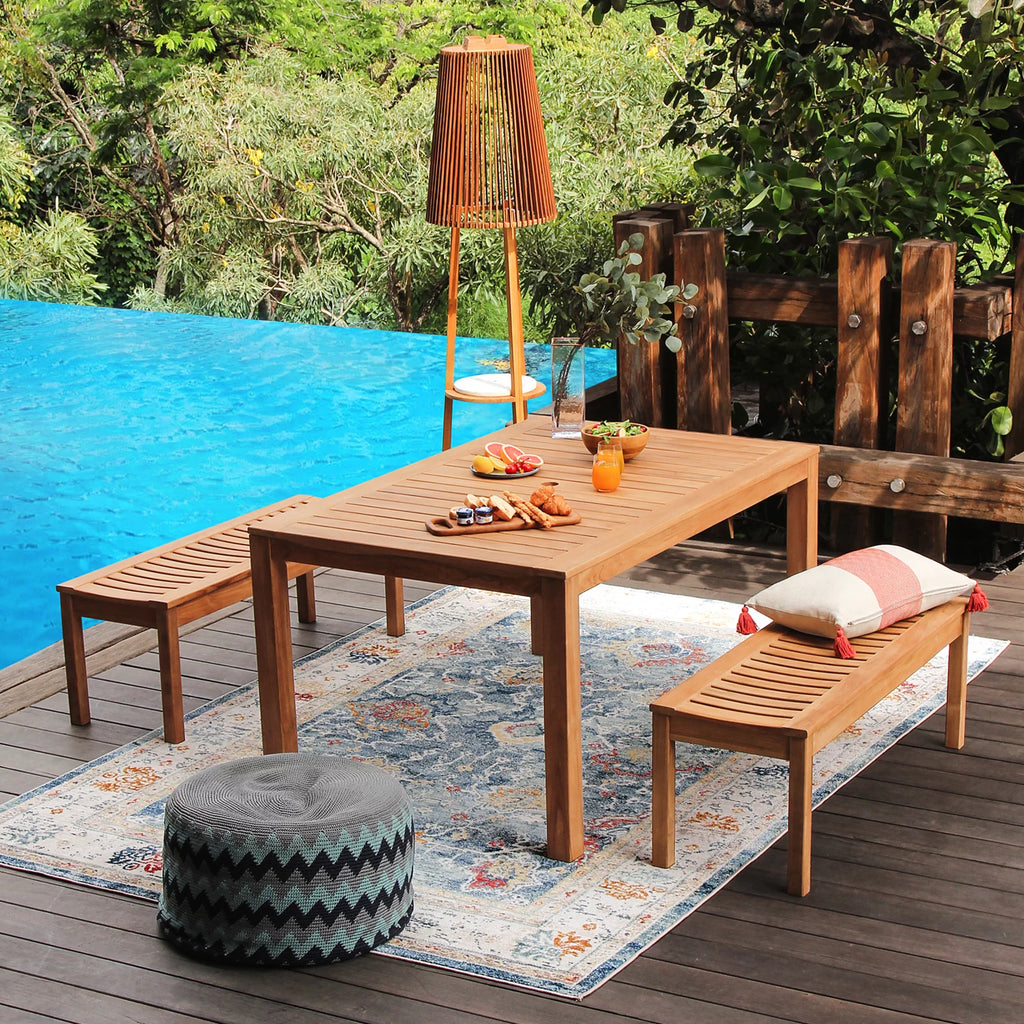 Solid Teak Wood Outdoor Backless Bench C64597