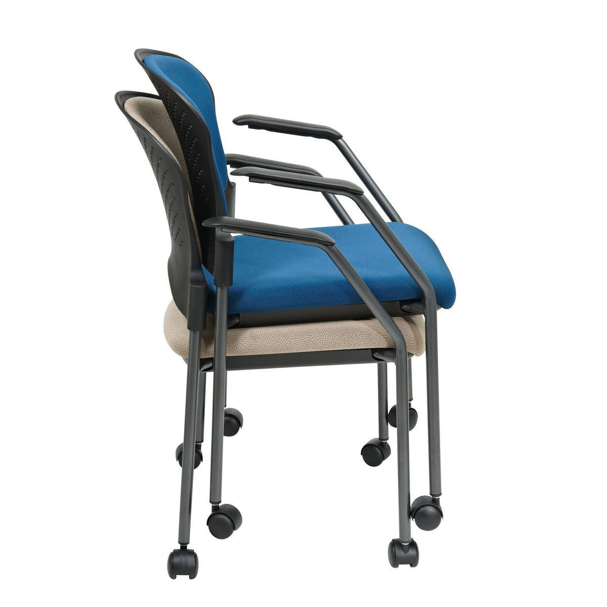 Titanium Finish Rolling Visitors Chair with Casters I664