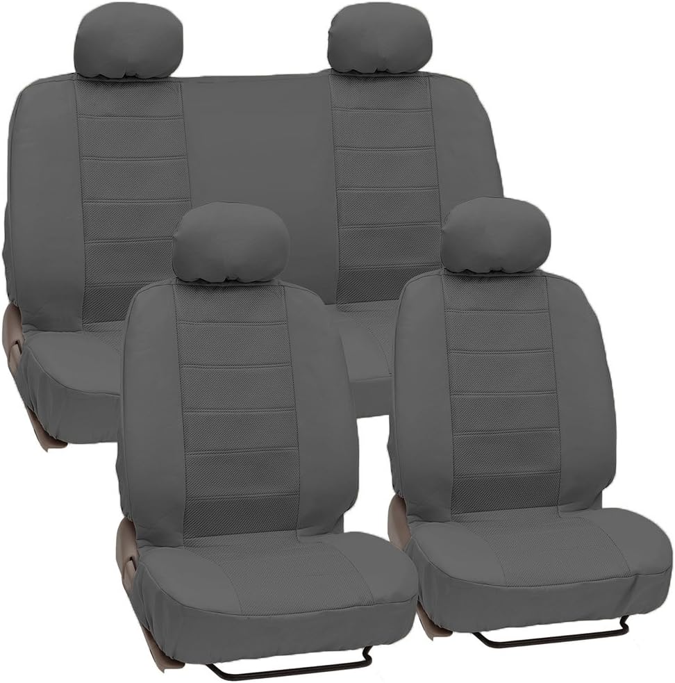 Black Premium Leatherette Car Seat Cover, Front & Rear Set, Pack of 2 X8626