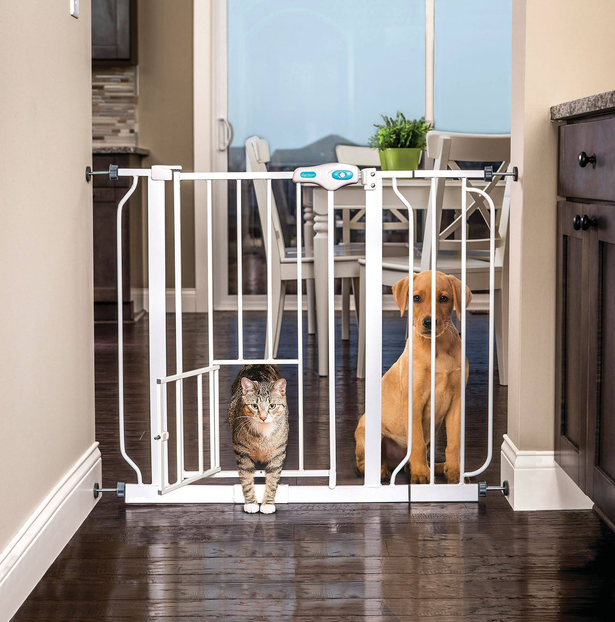 Extra Wide Pet Gate with Small Pet Door U961762