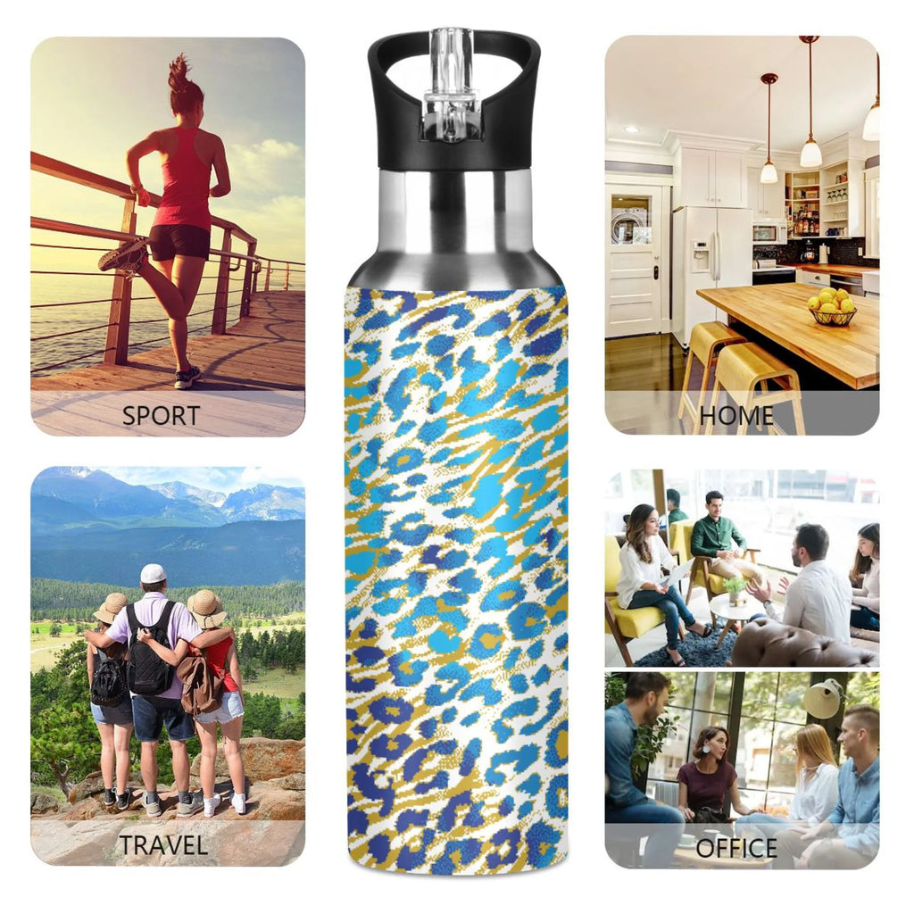 Green Brown Leopard Stainless Steel Vacuum Insulated Water Bottle 20 OZ C37007
