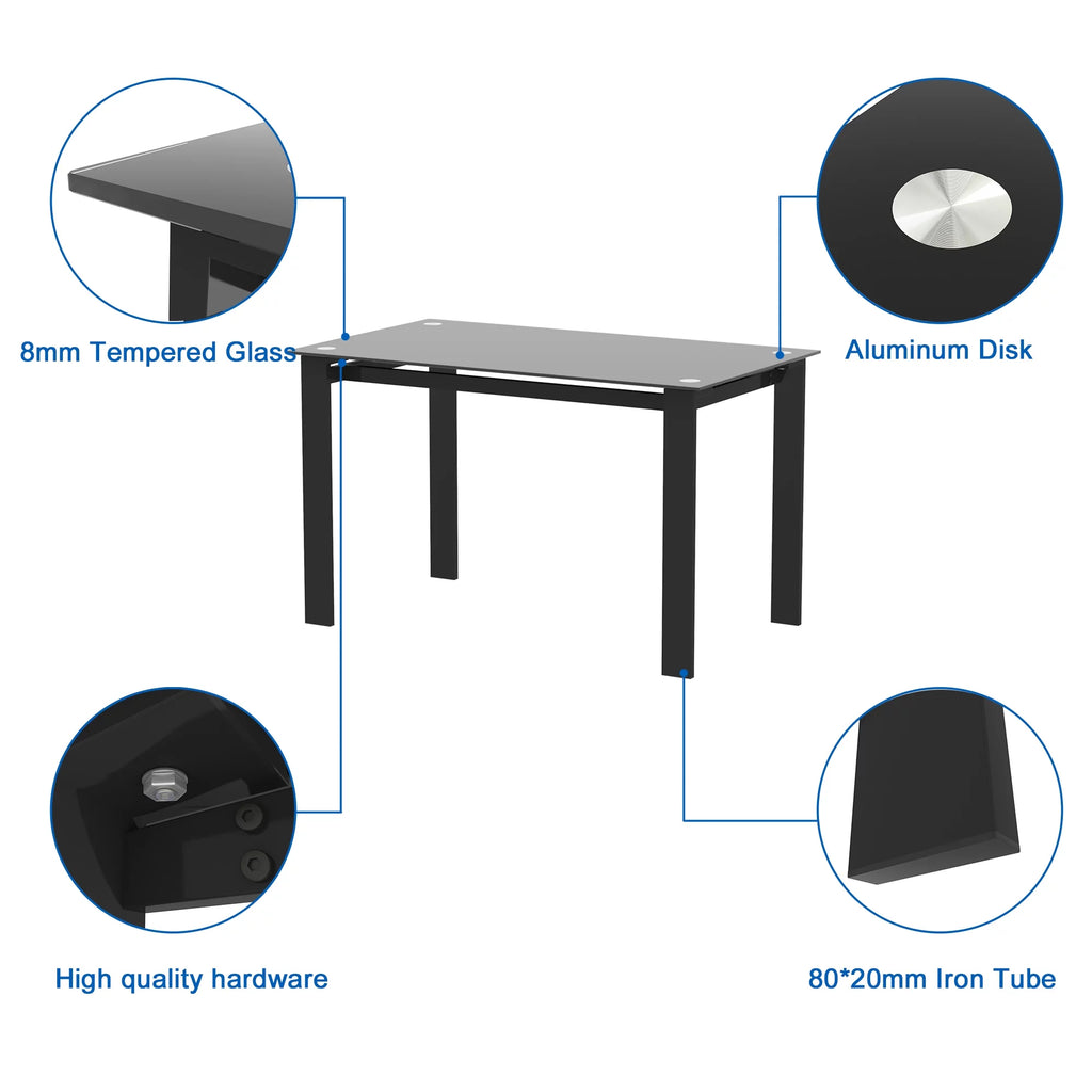 Black Tempered Glass Dining Table L431