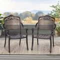 Set of 2 Cast Aluminum Outdoor Dining Chairs, Antique Bronze I17298