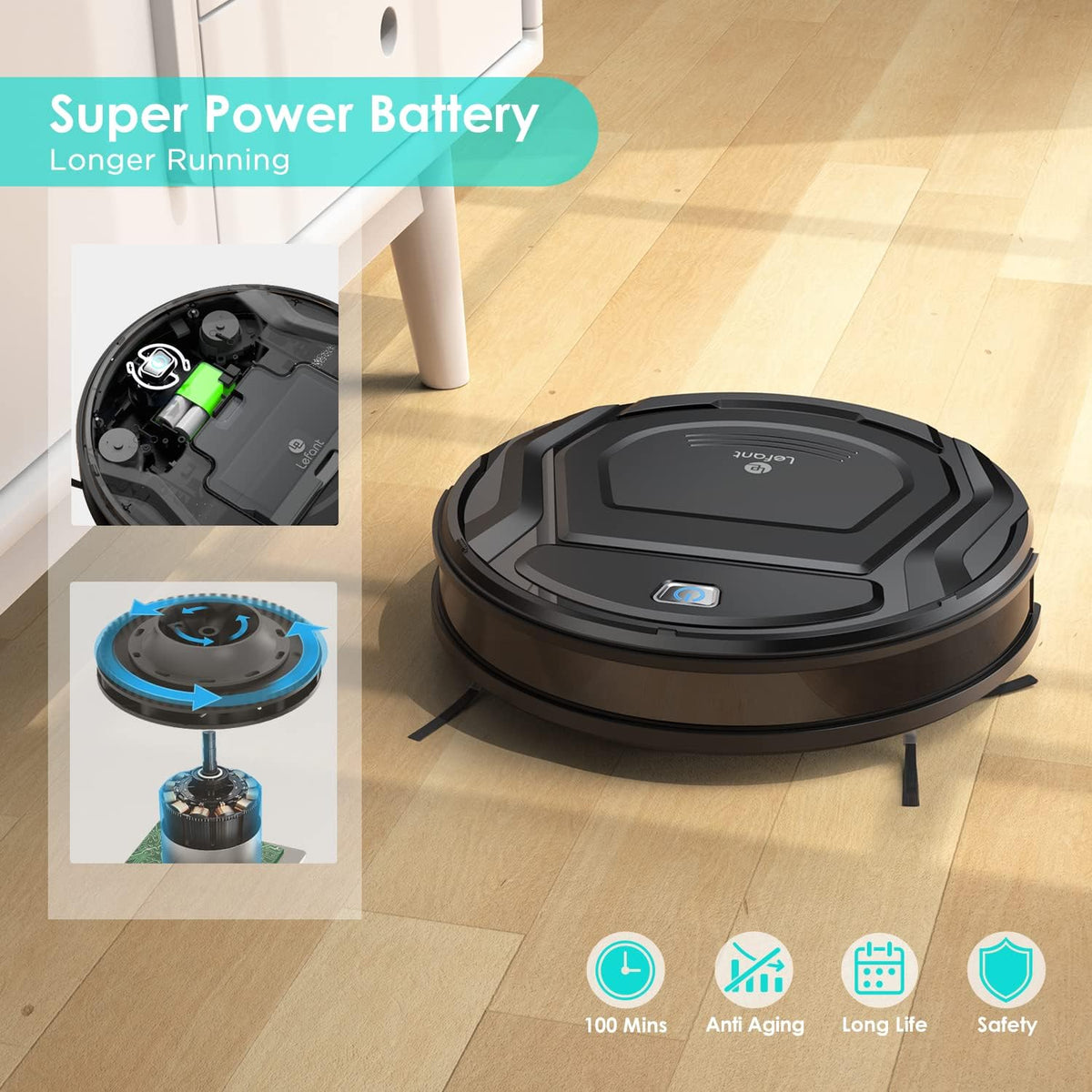 Robot Vacuum Cleaner for Pet Hair, Hard Floor, Low Pile Carpet R1163
