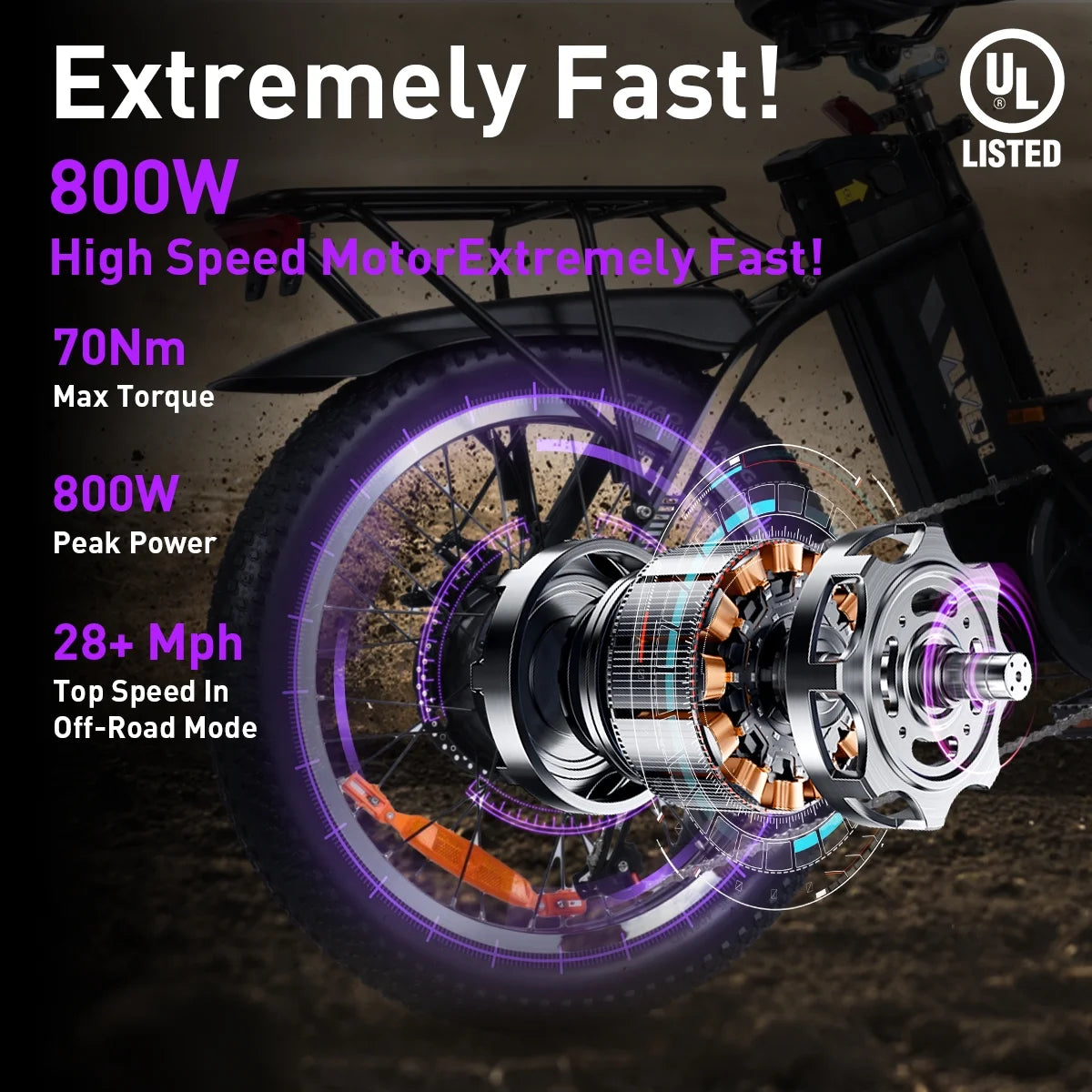 Folding Electric Bike 800W 48V 15Ah 20" Fat Tire U263