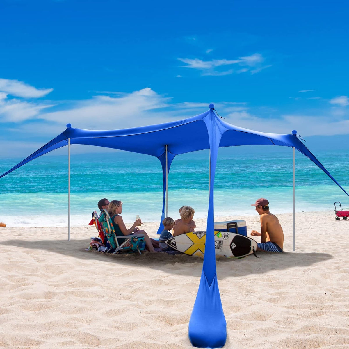 Beach Tent Sun Shelter, 4 Person Pop Up Canopy with Sand Shovel and Tent Pegs F989321