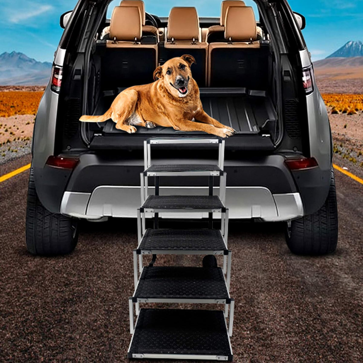Lightweight Aluminum Foldable Pet Ladder Ramp with Nonslip Surface V9284