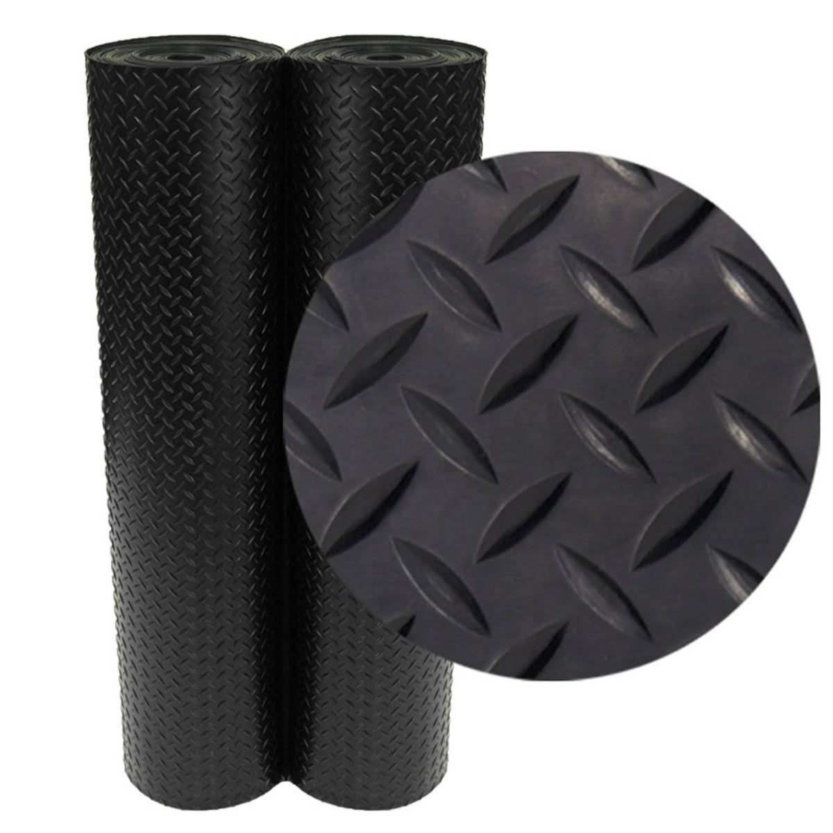 Black Diamond Plate Rubber Flooring Rolls B142226