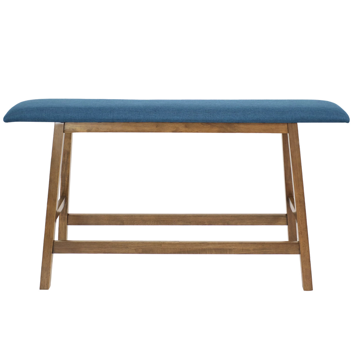 Wooden Counter-Height Dining Bench with Blue Cushion U2002