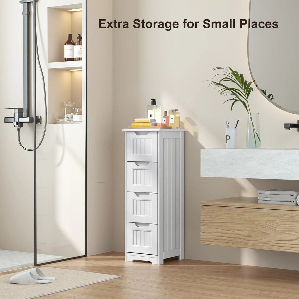 White 4 Drawer Bathroom Floor Cabinet T670