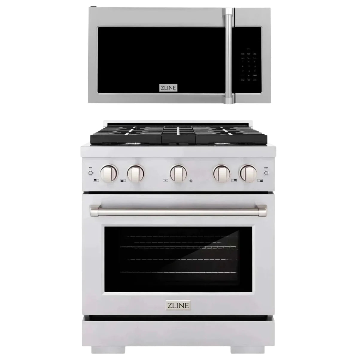 30 In. Gas Range and Over-The-Range Microwave in Stainless Steel J84825