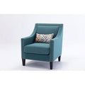Teal Linen Accent Armchair with Nailheads and Solid Wood Legs H48321