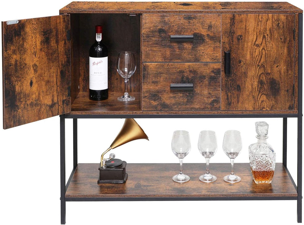 Industrial Buffet Cabinet with 2 Drawers & Doors and 1 Open Shelf B7578