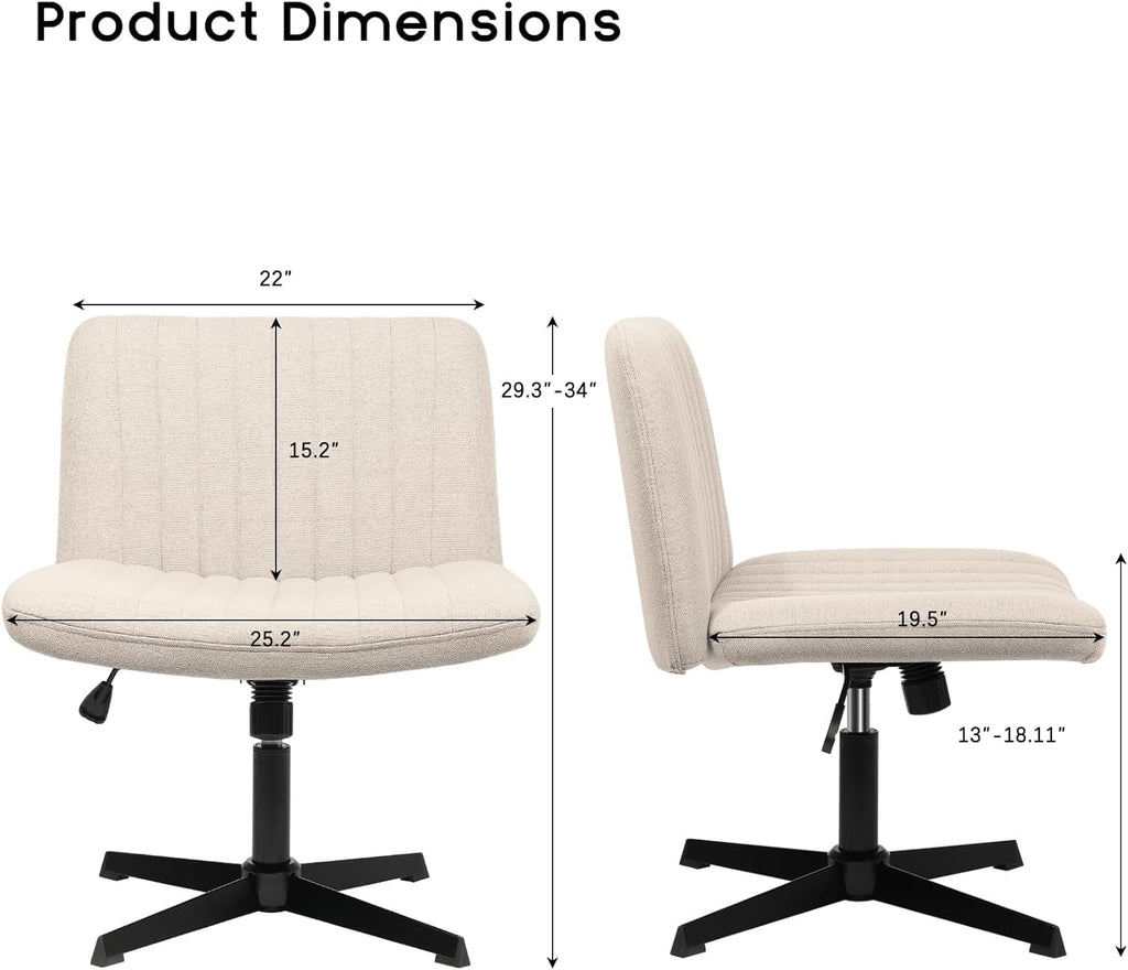 Armless Cross Legged Fabric Padded Swivel Height Adjustable Office Desk Chair F123213