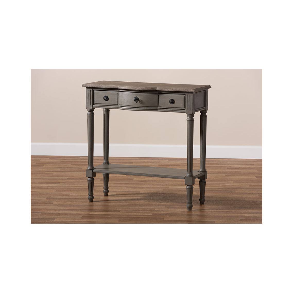Gray 1-Drawer Wood Console Table Y76064