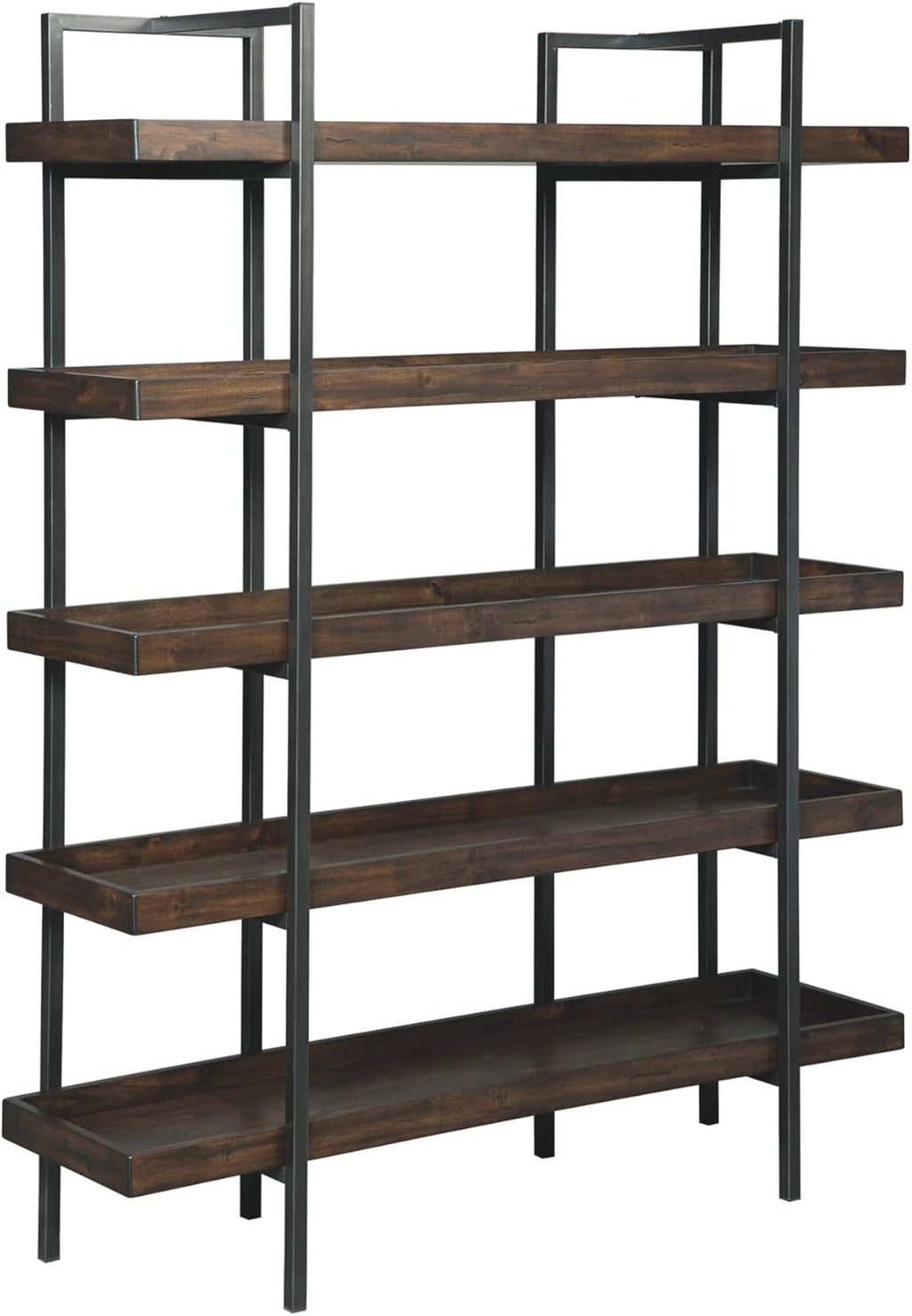 Industrial Geometric 5 Shelf Bookcase, Brown and Black U9957