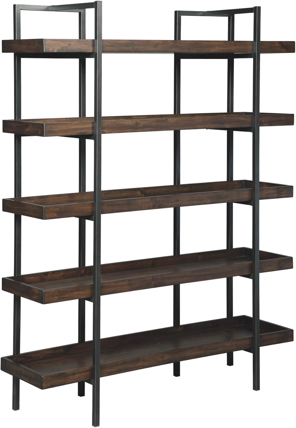 Industrial Geometric 5 Shelf Bookcase, Brown and Black U9957