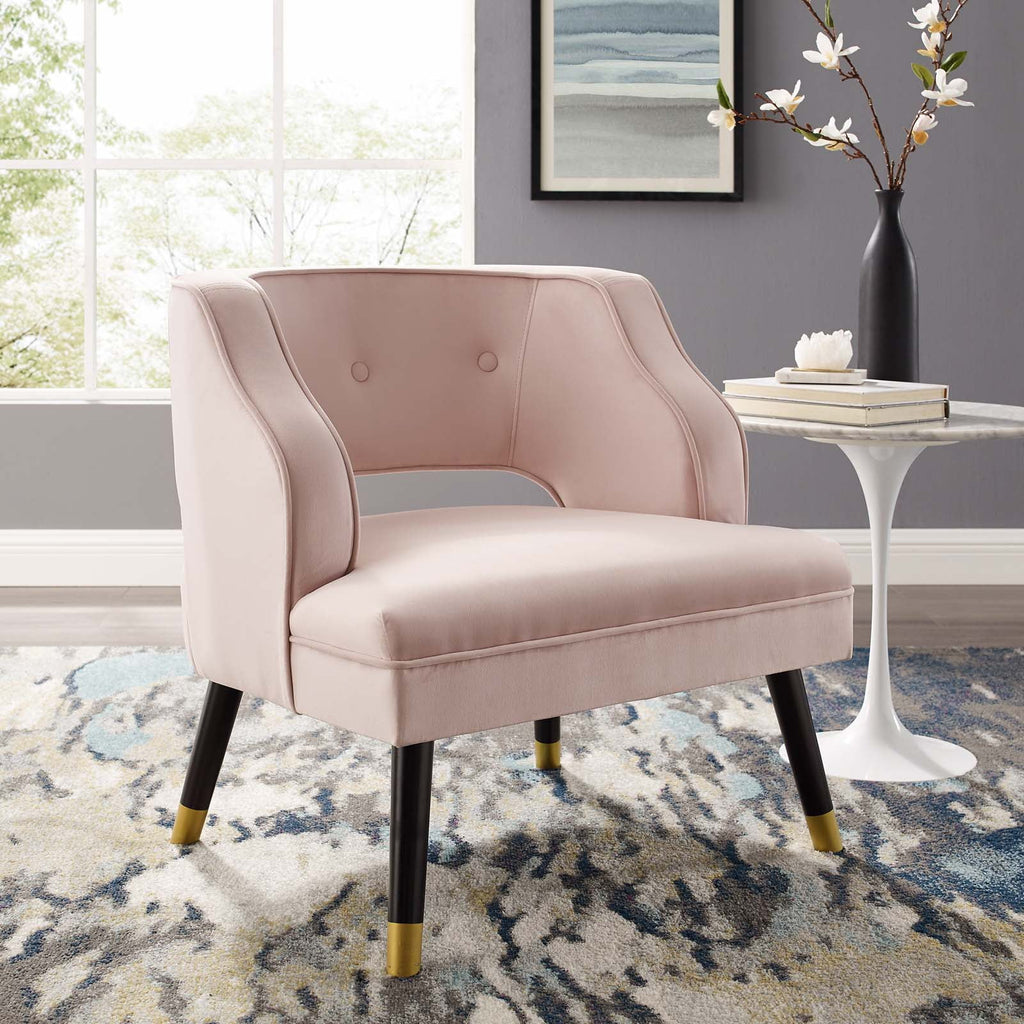 Pink Velvet Accent Armchair C1615