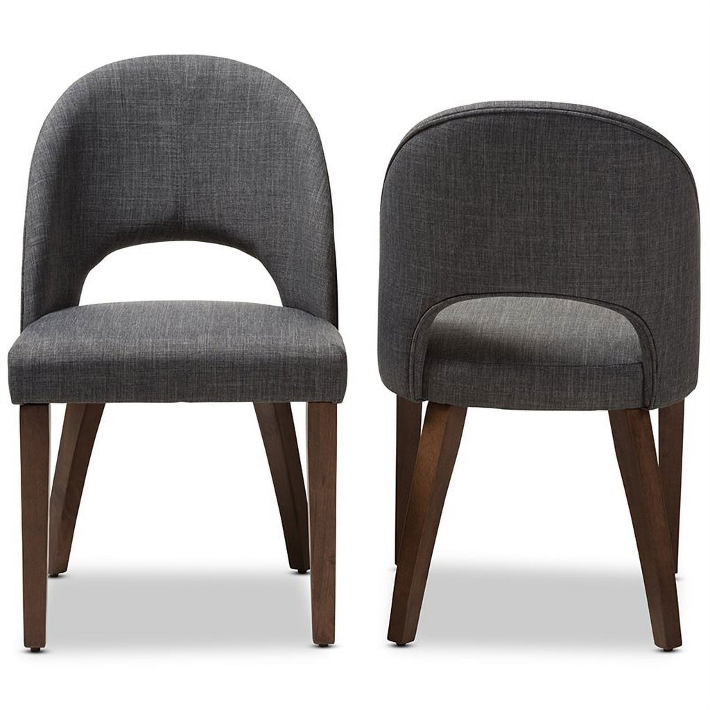 18.5" Mid-Century Fabric Dining Side Chair in Dark Gray (Set of 2) K544