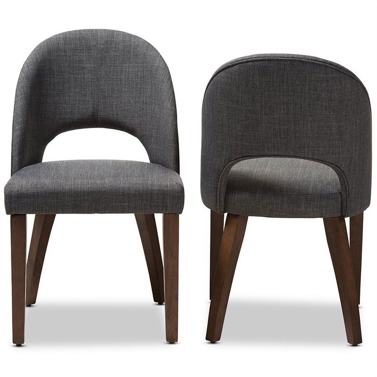 18.5" Mid-Century Fabric Dining Side Chair in Dark Gray (Set of 2) K544