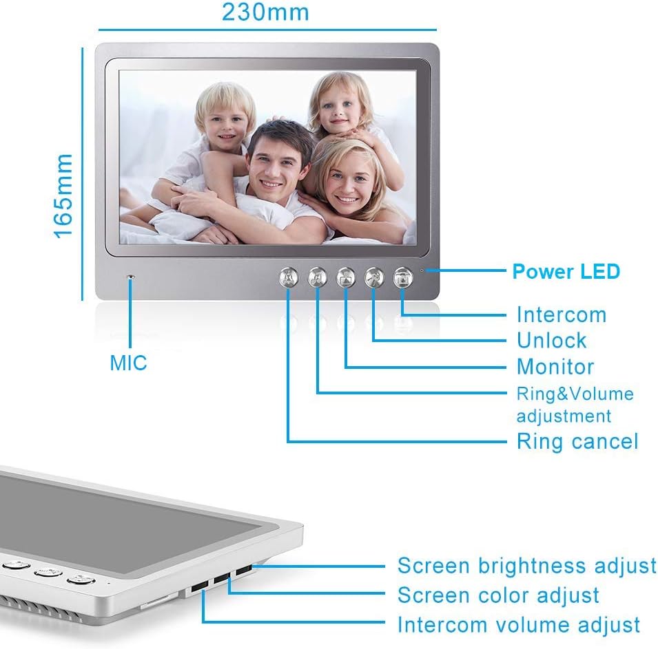 9 Inch Wired Video Intercom System with Night Vision B40343