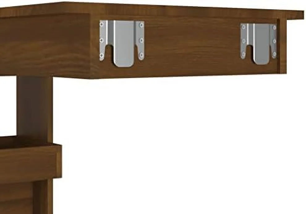 Black Engineered Wood Wall Table with Compartments U1926