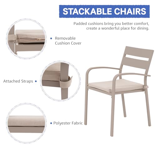 Aluminum 4-Piece Patio Dining Chairs with Cushions P6011